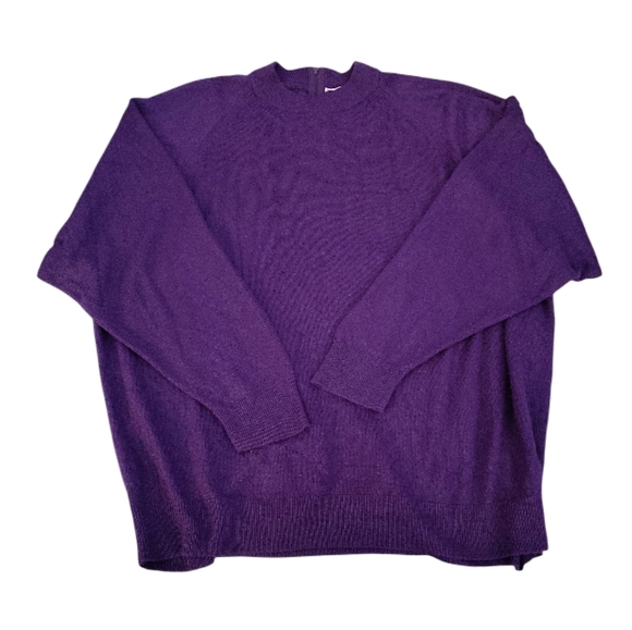 VTG 80s Hampshire Studio Purple Mock Neck Acrylic Sweater Plus 26W - Picture 2 of 10